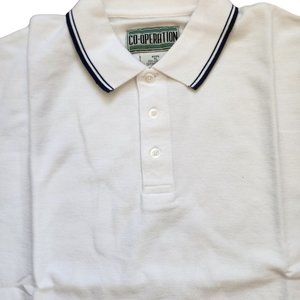 Vintage Co-Operation T-Shirt Men's White Size XL 1990s Golf Polo Short Sleeve
